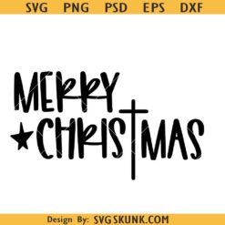 Merry Christmas Cross SVG PNG, Merry Christmas Svg, Religious Christmas Svg