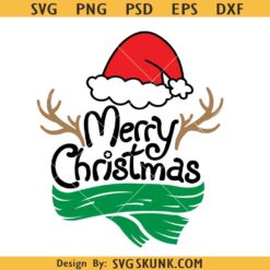 Merry Christmas PNG SVG, Christmas Hat & Scarf svg png, Merry Christmas antlers SVG PNG