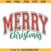 Merry Christmas retro college font SVG, Merry varsity font SVG PNG, Christmas SVG