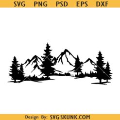 Mountain forest scene SVG, landscape svg, Mountain Trees Wilderness Scene svg