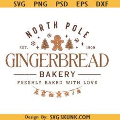 North Pole Bakery SVG PNG, Gingerbread Man Christmas SVG,Holiday Baking Crew svg