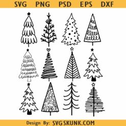 Retro Christmas trees SVG bundle, Christmas Tree SVG Bundle, Retro Christmas tree outline svg