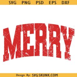 Retro Merry SVG PNG, Christmas PNG Design, Retro distressed Merry Christmas SVG PNG