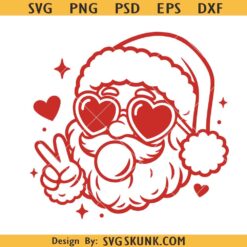 Santa Bubble Gum svg png, Cute Retro Santa Claus svg, Santa Blowing Bubble svg png