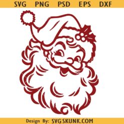 Santa Claus Christmas Vintage Svg, Santa Face Svg, Santa Claus Svg Retro Christmas Svg