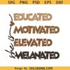 She Is Me Educated Motivated Elevated Melanated Svg Png, Black History Svg Png
