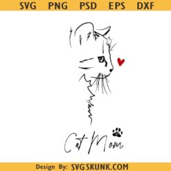 Cat Mom SVG, Minimalist Cat Line svg, Cat Lover PNG svg