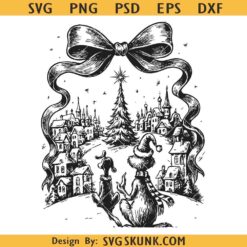 Grinch Christmas Characters svg png, Preppy Christmas coquette bow svg