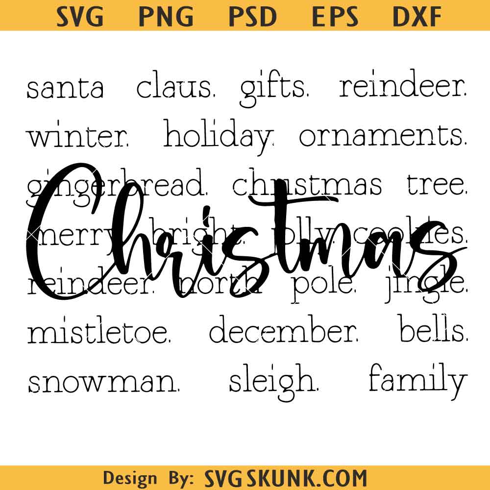 Christmas Words SVG ,png Christmas Words SVG, Santa Gifts SVG, Merry Christmas Svg