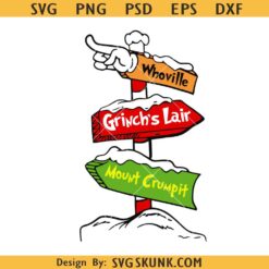 Grinch Direction Signs SVG, Grinch Signs SVG, Whoville SVG