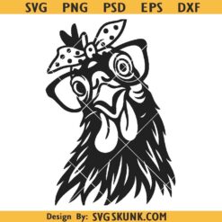 Farm hen with sunglasses SVG, chicken with bandana SVG PNG, funny rooster svg png