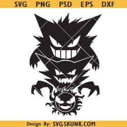 Gastly Haunter and Gengar SVG, Ghostly Trio SVG, Pokemon Gengar SVG, Gastly Evolution Svg