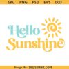 Hello Sunshine PNG SVG, Summer svg, Smiley Sun Summer svg png, Retro Summer svg
