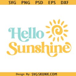 Hello Sunshine PNG SVG, Summer svg, Smiley Sun Summer svg png, Retro Summer svg