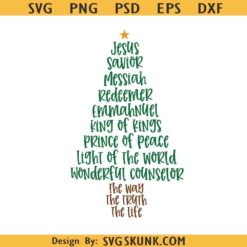Jesus Names SVG, Jesus Names Christmas Tree SVG, Christmas Tree SVG