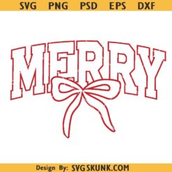 Merry Christmas Bow SVG, Christmas Clipart, Coquette bow Christmas svg png