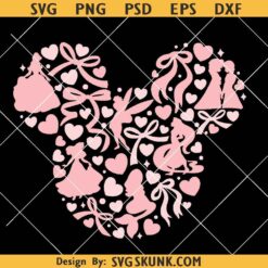 Mickey head coquette bows svg, Disney Princesses Coquette Bows SVG, Valentine Bows svg png