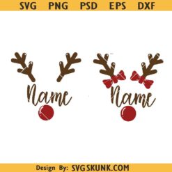Reindeer Name Frame SVG, Reindeer monogram svg, reindeer frame svg, Christmas reindeer faces svg
