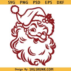 Retro Santa Face SVG, Vintage Santa Christmas svg png, Retro vintage Santa face svg