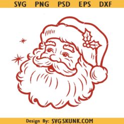 Santa Face SVG, retro Santa face SVG, cute Santa SVG, Santa Cut File, Santa Face Clip Art
