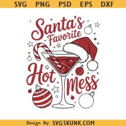 Santa's Favourite Hot Mess SVG, Red Coquette Fun Xmas PNG, Christmas Sublimation SVG