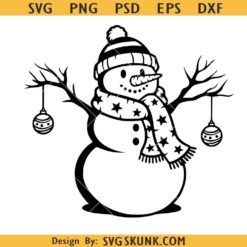 Christmas Snowman SVG, Snowman with Ornaments SVG, Winter SVG