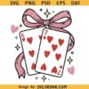 Valentine Coquette Bow Card SVG, Valentine playing card svg, Card coquette bow svg png