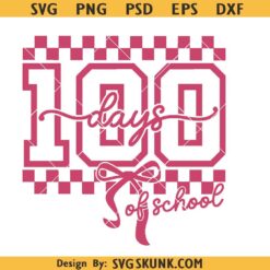 100 Days of School Bow SVG, school coquette bow svg, Teacher bow svg png