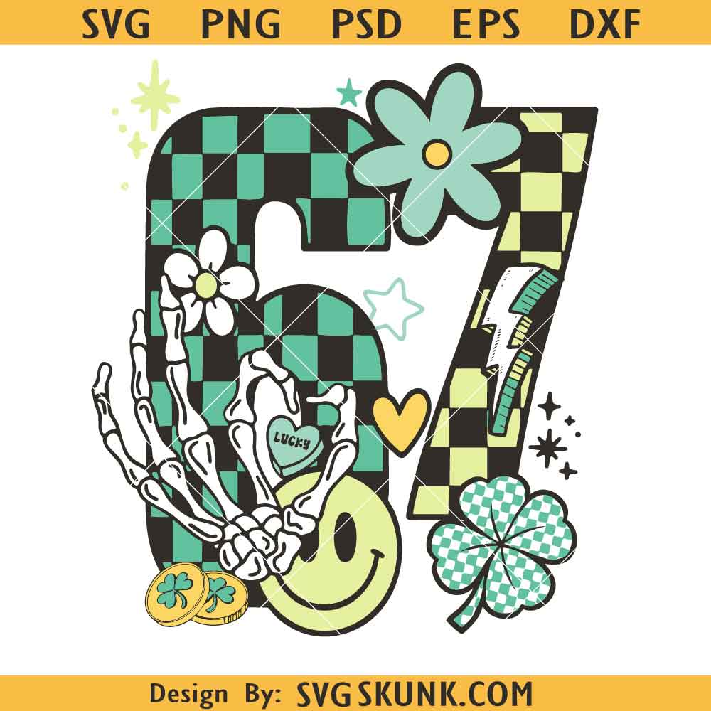 6 7 Saint Patrick SVG Six Seven St Patrick's Day SVG, Retro Preppy St. Patty's 67 Six Seven SVG, Checkered Six Seven Png SVG