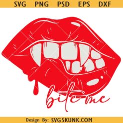Bite Me Vampire teeth Valentine SVG, Valentine red lips SVG, Creepy Valentine svg