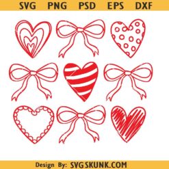Coquette Bow Valentine SVG, Bow heart SVG PNG, Valentine ribbons svg