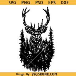 Deer in the Forest SVG for Cricut, Deer Family svg, deer forest scene svg