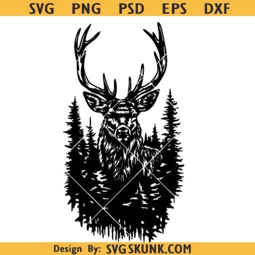 Deer in the Forest SVG for Cricut, Deer Family svg, deer forest scene svg