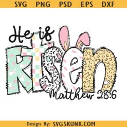 He is Risen SVG, Matthew 28:6 SVG, Risen SVG, retro easter doodle SVG, Easter Christian Png SVG