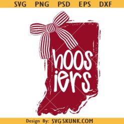 Hoosier SVG, Cream and Crimson Hoosiers Indiana PNG SVG, Game Day State Outline Bow Design SVG PNG, Hoosier SVG PNG