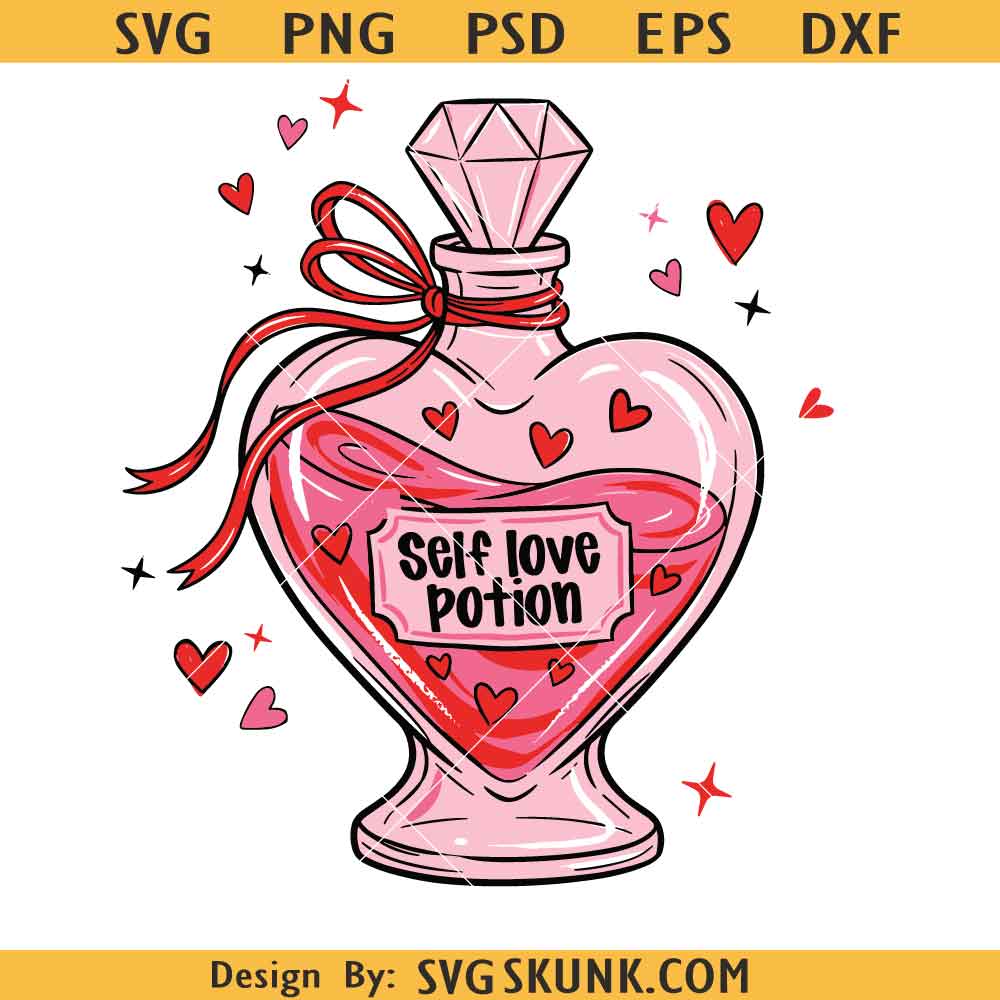 Self Love Potion Valentine PNG Self Love Potion Valentine PNG SVG, Love Potion Valentine PNG SVG, Preppy Valentine's Day SVG