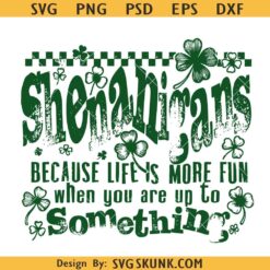 Shenanigans Shamrock St Patricks PNG SVG, Funny St Patricks saying Clover SVG