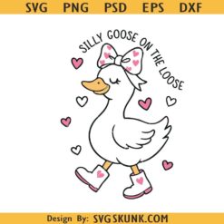 Silly Goose on the loose SVG PNG, Valentine Silly Goose Png, Cute Coquette Goose Png, Retro silly goose Png