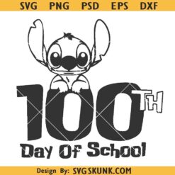 Stitch 100 days of school SVG, Stitch Teacher 100 Days of School SVG, Stitch Disney School SVG PNG