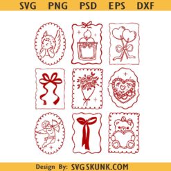 Valentine Doodle SVG PNG, Valentine Doodle Cupid svg, Valentine Doodle Teddy Bear svg, Valentine Doodle Coquette Bow Clipart svg