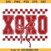 Xoxo Checkered coquette Bow SVG PNG, xoxo svg, checkered valentine day coquette bow svg