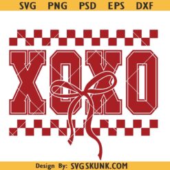 Xoxo Checkered coquette Bow SVG PNG, xoxo svg, checkered valentine day coquette bow svg