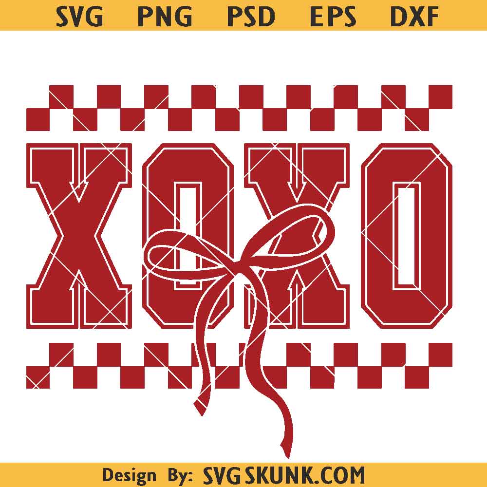 Xoxo Checkered coquette Bow SVG PNG Xoxo Checkered coquette Bow SVG PNG, xoxo svg, checkered valentine day coquette bow svg