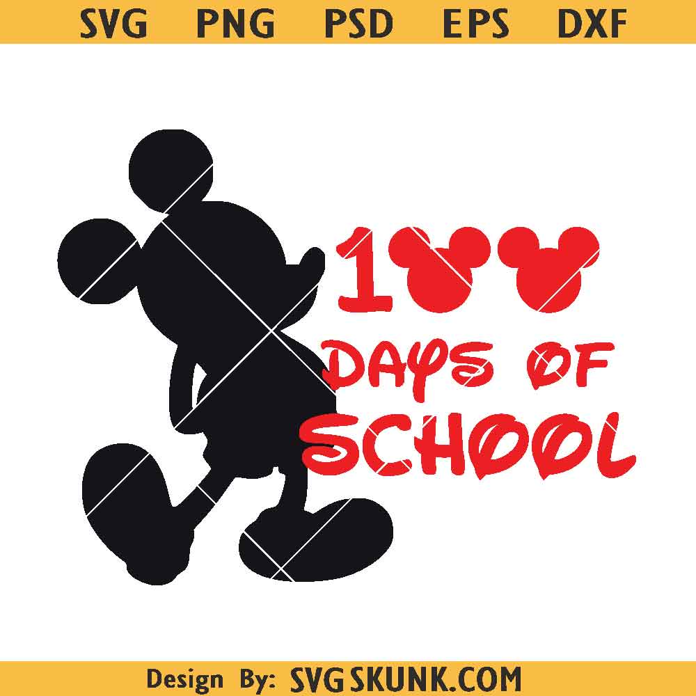 100 Days Mickey SVG 100 Days Mickey SVG, Mickey 100 days of school svg png, Disney school svg