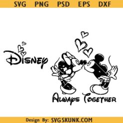 Always Together Mickey Mouse SVG, Heart Valentines Svg, Valentines Mouse png
