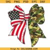 Patriotic Camouflage Coquette Bow svg png, 4th of July Freedom Ribbon svg, American Flag svg