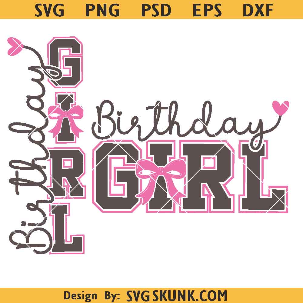 Birthday Girl Bow SVG PNG, Birthday Girl pink ribbon svg, Cute Bow ...