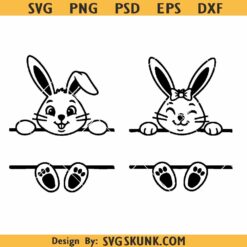 Bunny split name frame svg, bunny monogram svg png, kids Easter svg