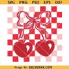 Coquette Cherry Valentine SVG, Coquette Cherry checkered SVG PNG