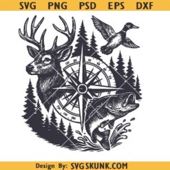 Deer Duck Fishing PNG SVG